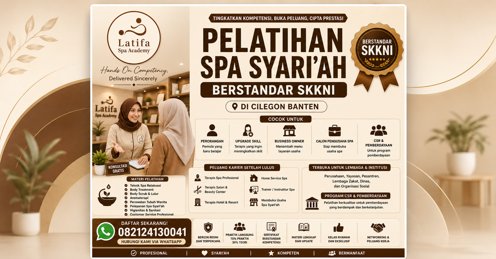 Pelatihan Spa Syari'ah Berstandar SKKNI di Cilegon Banten 082124130041